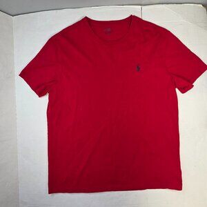 Polo Ralph Lauren Mens LG T Shirt Crew Neck Short Sleeve Red Large Blue Pony
